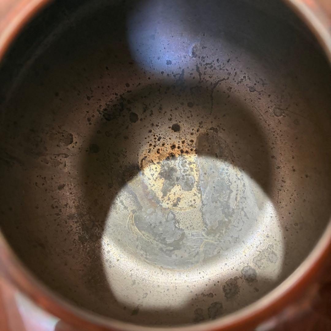 鎚起銅器　湯沸　やかん　ポット　銅製　箱付　英純堂　急須　水注　茶注　茶道具