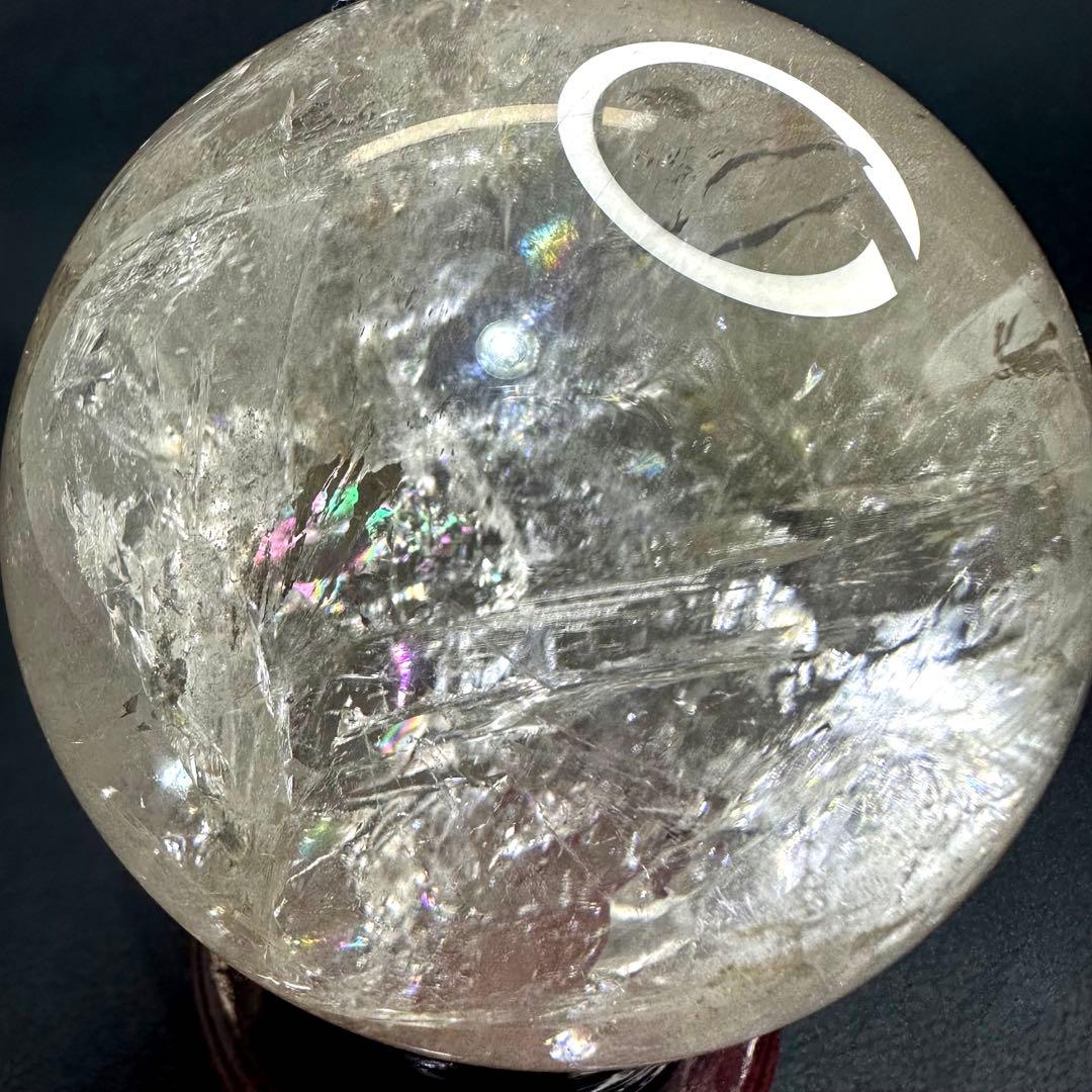 ヒマラヤ水晶 丸玉 虹入り 天然石 パワーストーン☆パワー浄化 A936