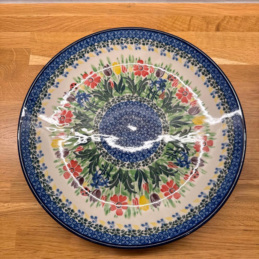 ポーリッシュポタリー　大皿26.5cm 花柄