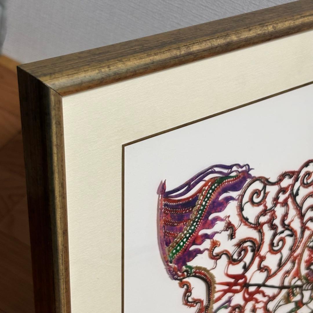 切り絵　馬　額縁外寸56cm×46c額装