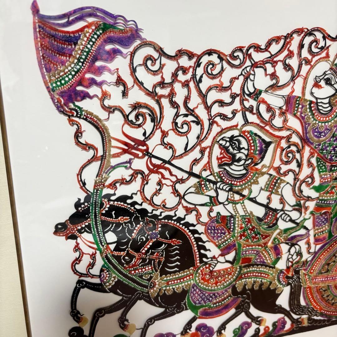 切り絵　馬　額縁外寸56cm×46c額装