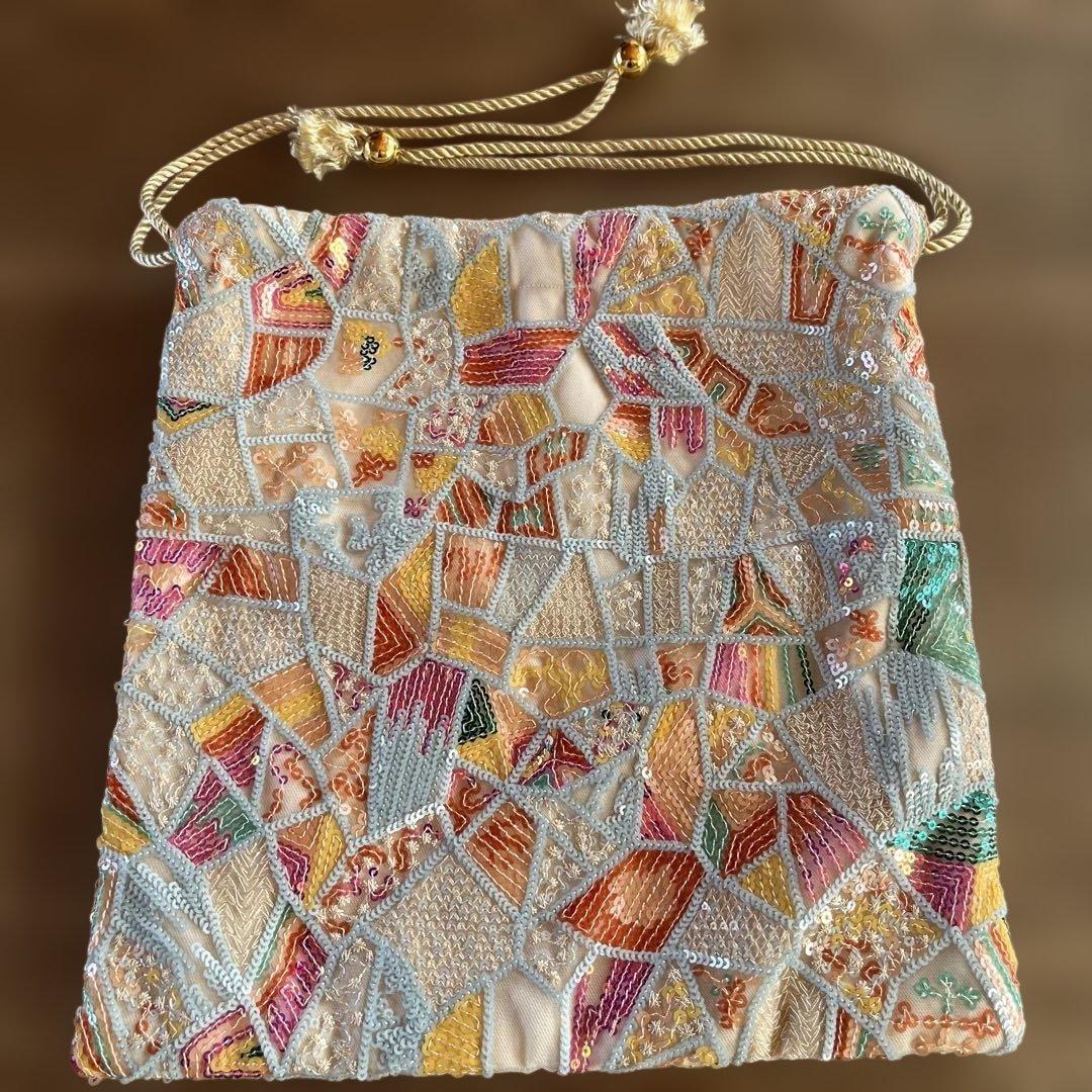 【未使用品】MORO スパンコール 刺繍 巾着袋