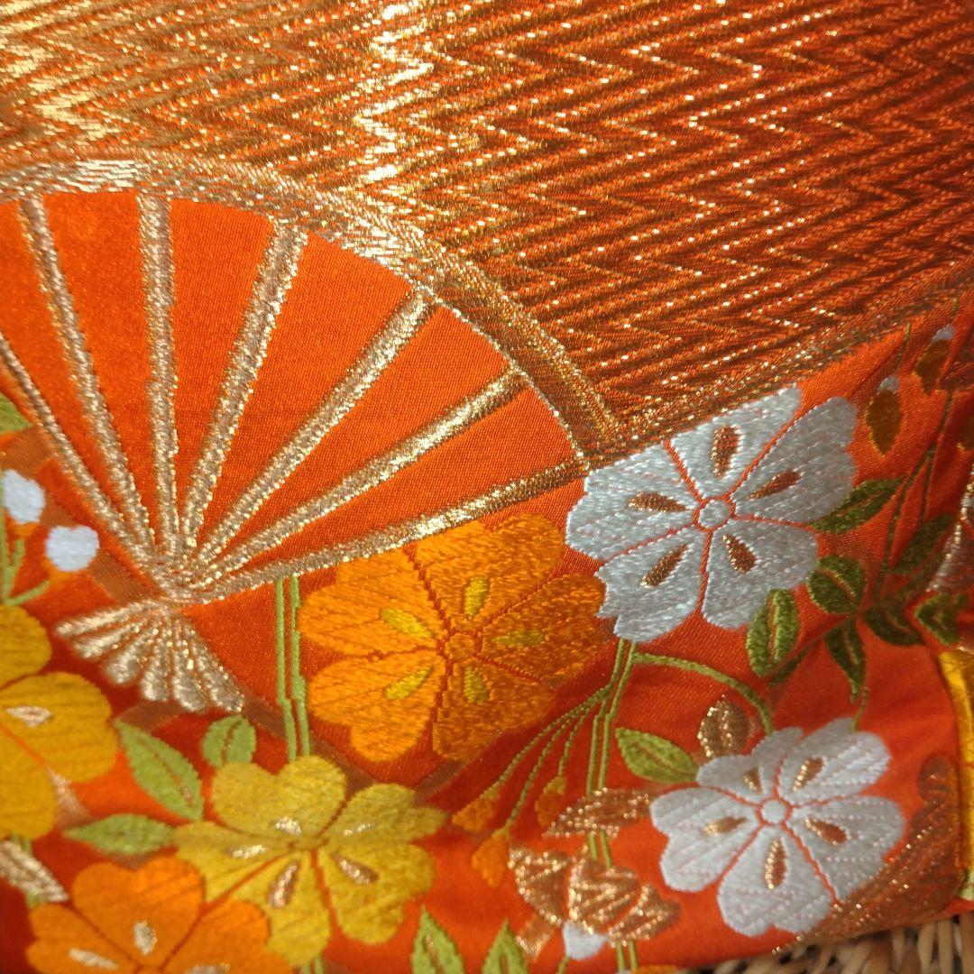 帯リメイク　ボディバッグ　扇と花　　　 　着物メイク