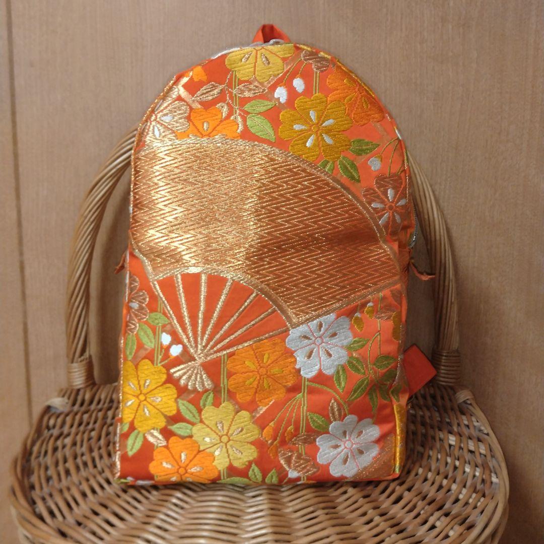 帯リメイク　ボディバッグ　扇と花　　　 　着物メイク
