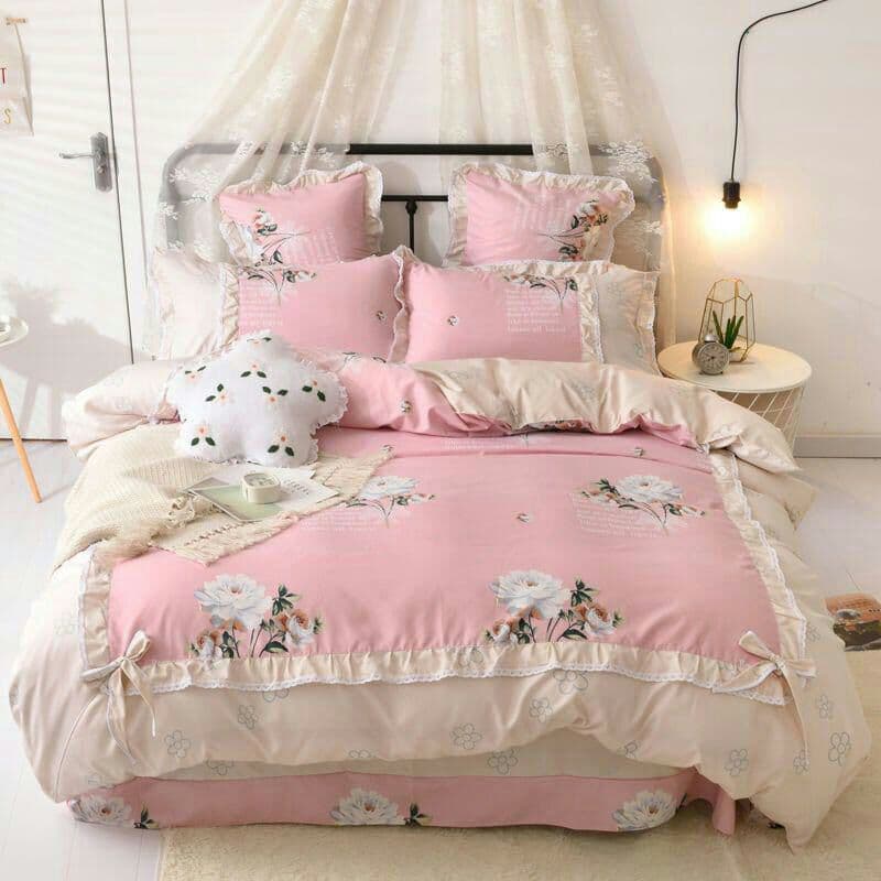 4点セットのベッド用品の蓮の葉の側のシーツカバーの研磨毛四点セット