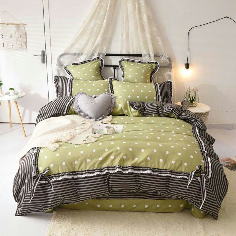 4点セットのベッド用品の蓮の葉の側のシーツカバーの研磨毛四点セット