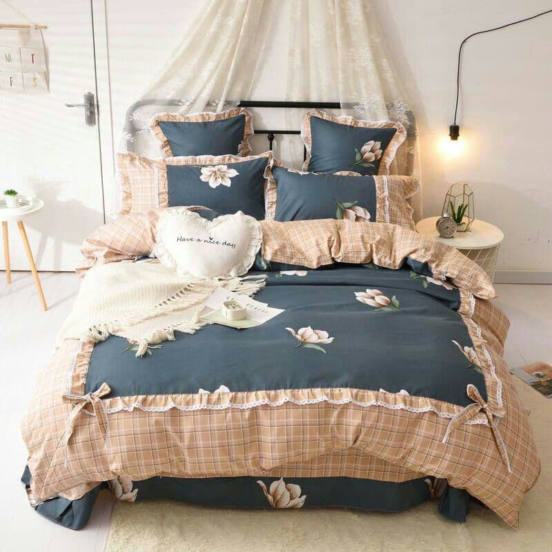 4点セットのベッド用品の蓮の葉の側のシーツカバーの研磨毛四点セット