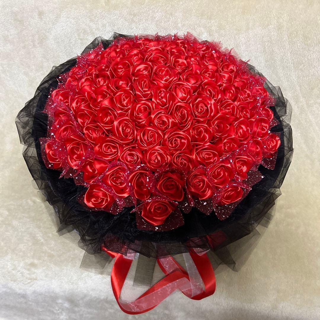 101本赤いバラブーケ 枯れない薔薇プレゼント お祝い特別な日特別な人Φ50cm