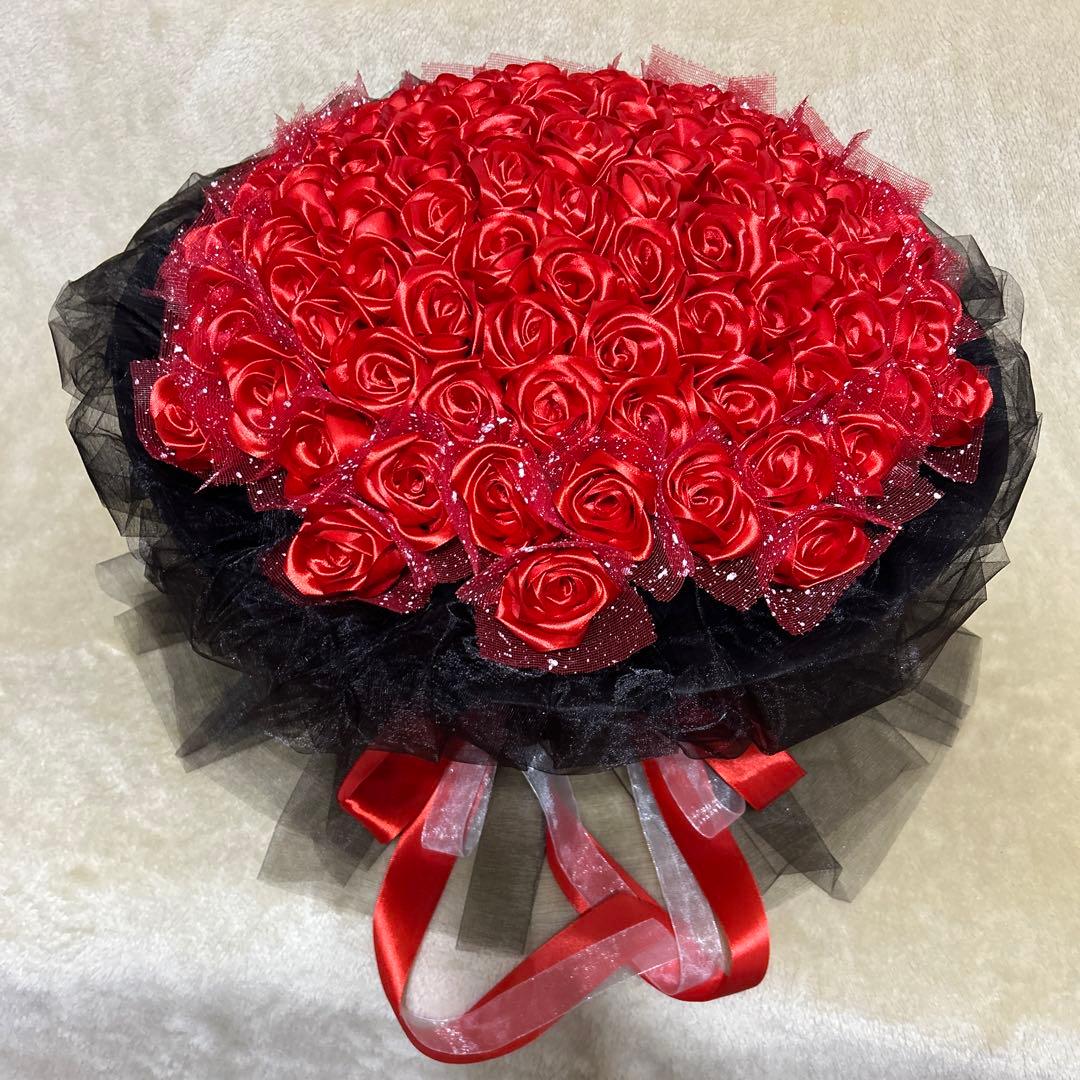 101本赤いバラブーケ 枯れない薔薇プレゼント お祝い特別な日特別な人Φ50cm