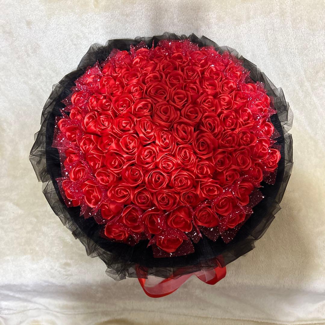 101本赤いバラブーケ 枯れない薔薇プレゼント お祝い特別な日特別な人Φ50cm