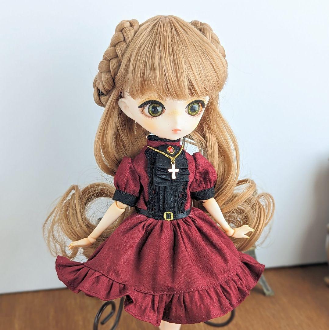 再1145※ハルモニアブルームアウトフィット※ワインレッドのクラシカルワンピース