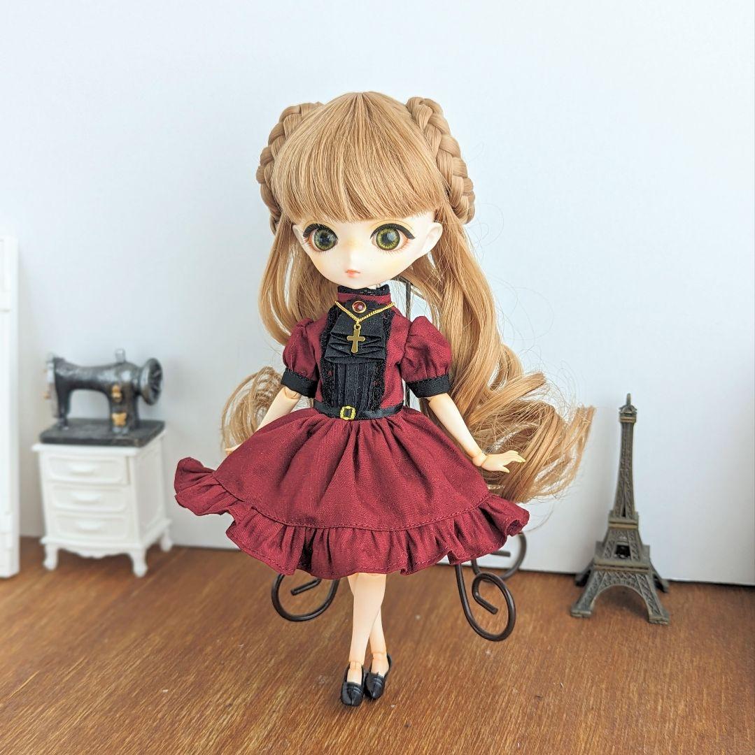 再1145※ハルモニアブルームアウトフィット※ワインレッドのクラシカルワンピース