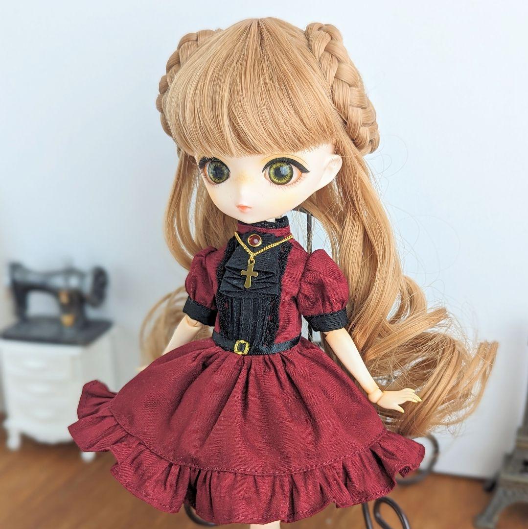 再1145※ハルモニアブルームアウトフィット※ワインレッドのクラシカルワンピース