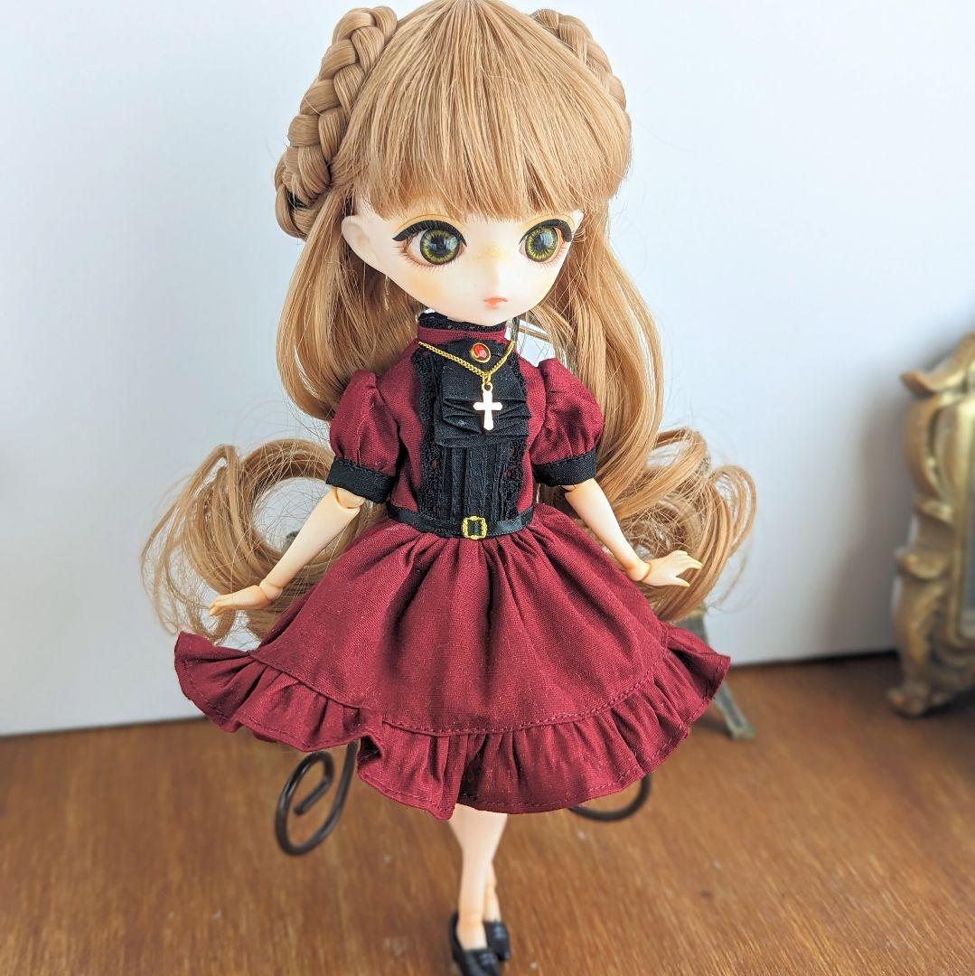 再1145※ハルモニアブルームアウトフィット※ワインレッドのクラシカルワンピース