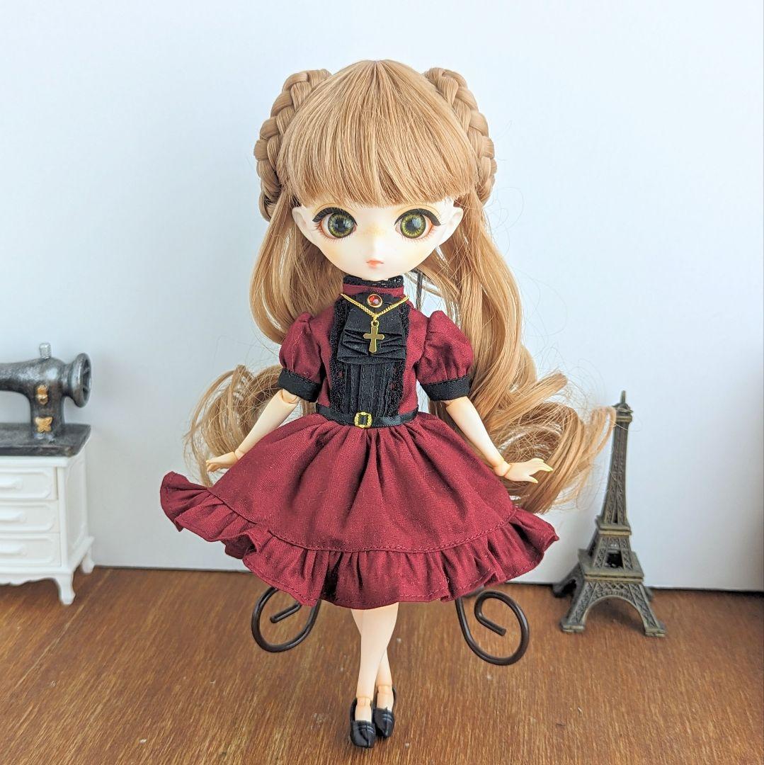 再1145※ハルモニアブルームアウトフィット※ワインレッドのクラシカルワンピース