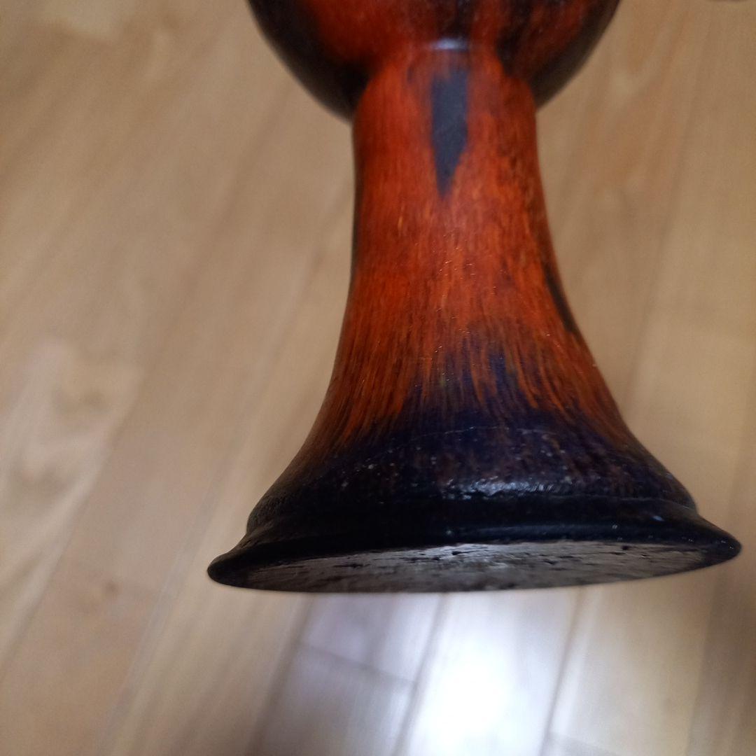 酒器　馬上杯　馬上盃　骨董　赤と黑の趣きのあるグラス