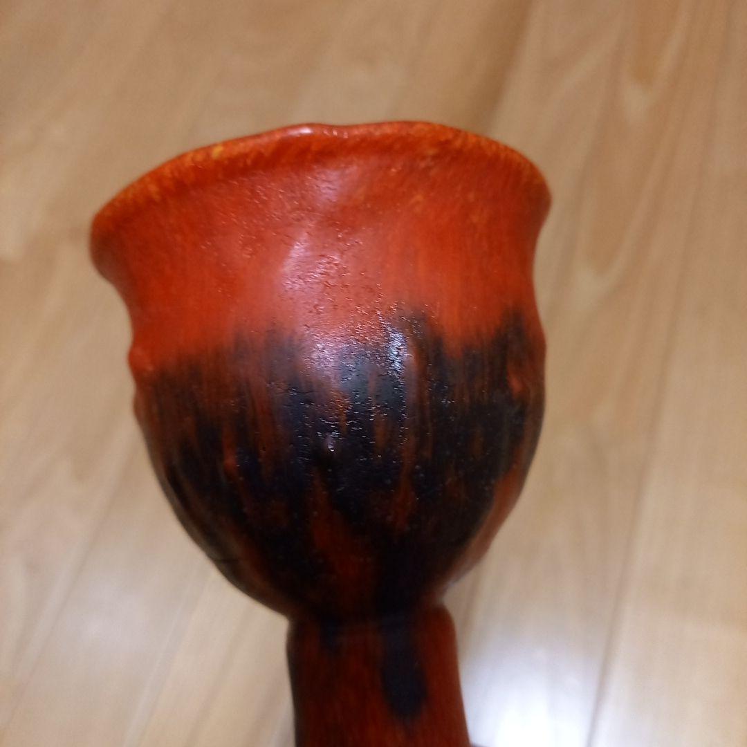 酒器　馬上杯　馬上盃　骨董　赤と黑の趣きのあるグラス