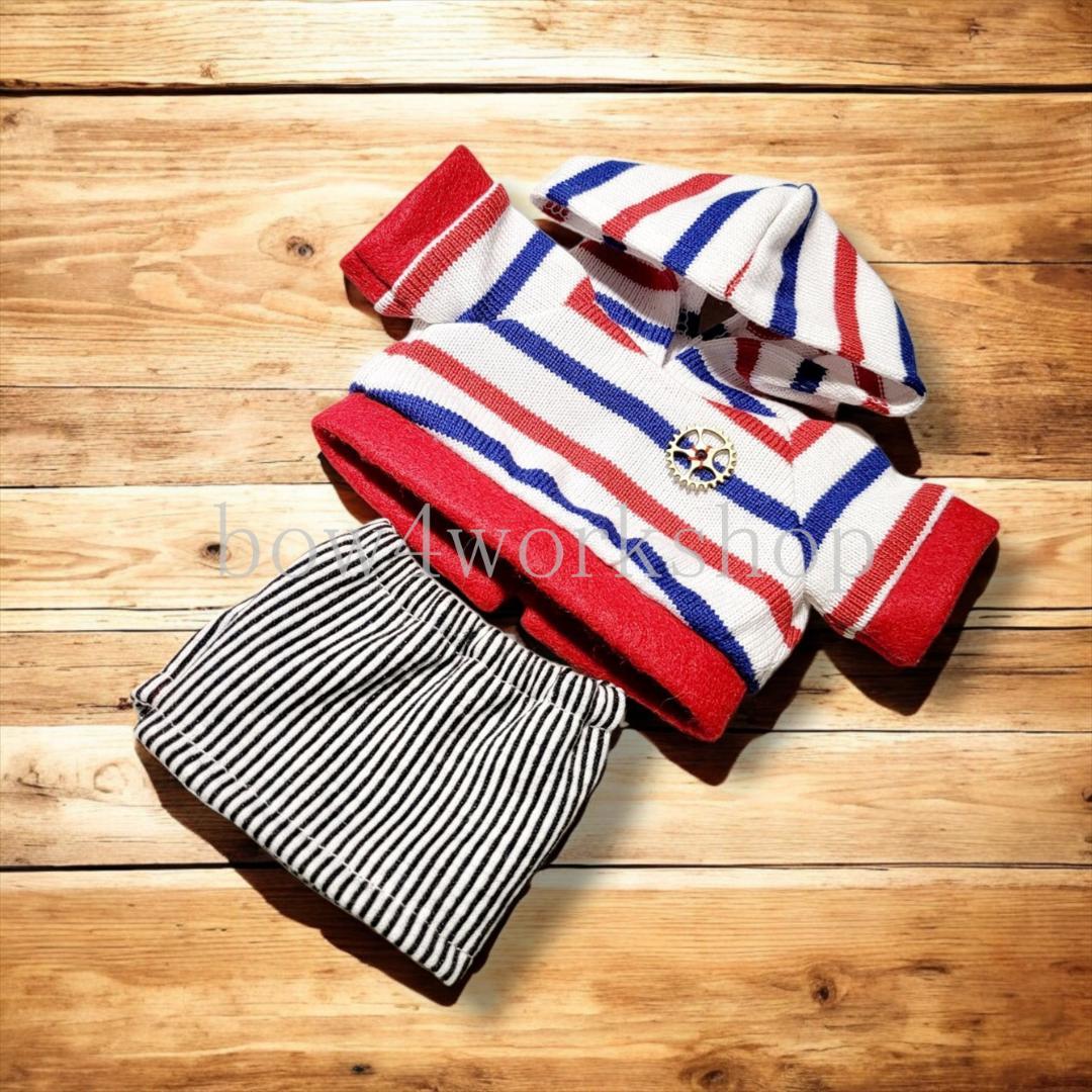 RoBoHoN ロボホンの服ハンドメイド　トリコロールパーカー＆パンツセット