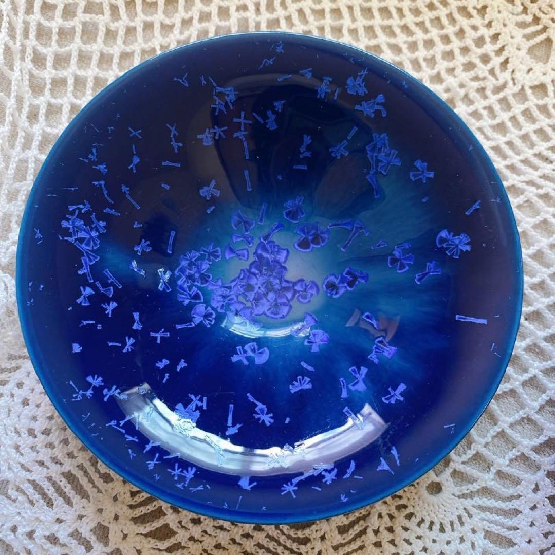 油滴天目　瑠璃色　器　青泉　皿　４客