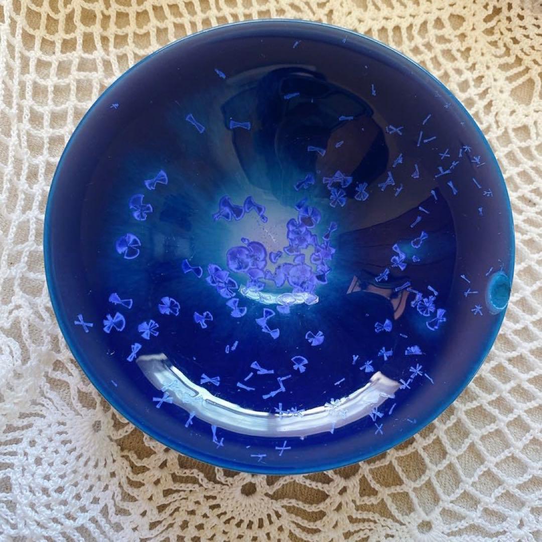 油滴天目　瑠璃色　器　青泉　皿　４客