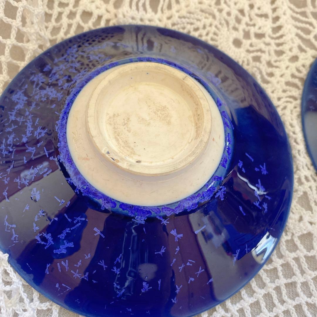 油滴天目　瑠璃色　器　青泉　皿　４客