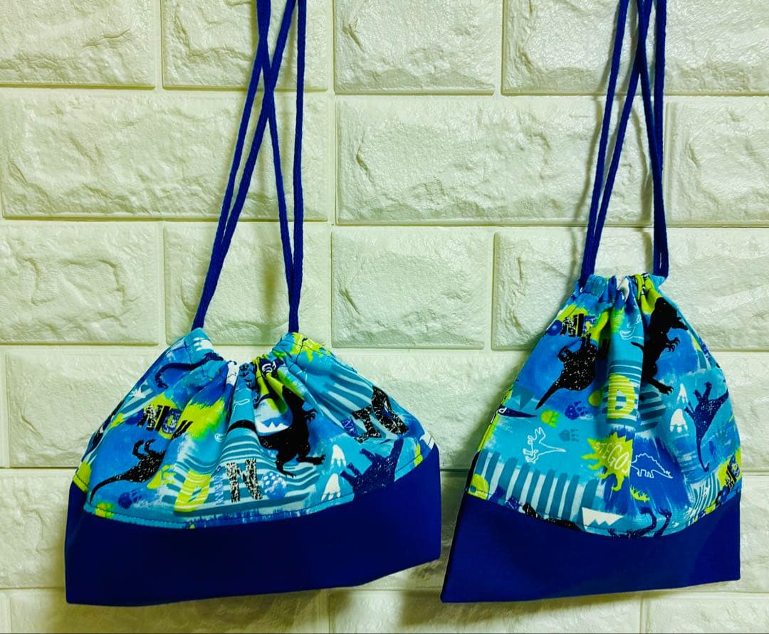 恐竜　ハンドメイド　レッスンバッグ　男の子　入学　入園　セット　上原　体操着