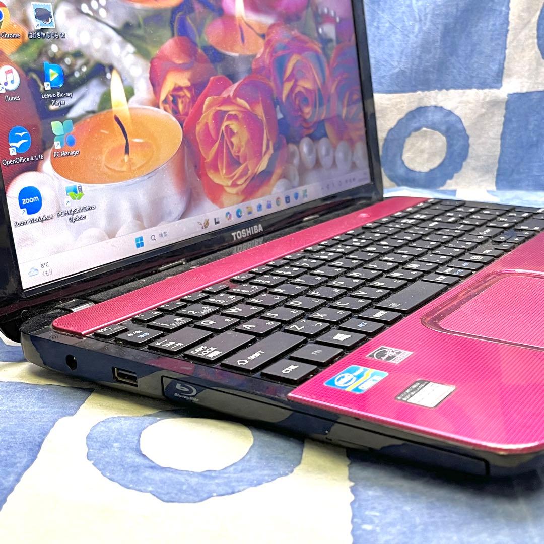 サクサク快適SSD☆i5☆ピンクノートパソコン♪カメラ付&ブルーレイ！Win11