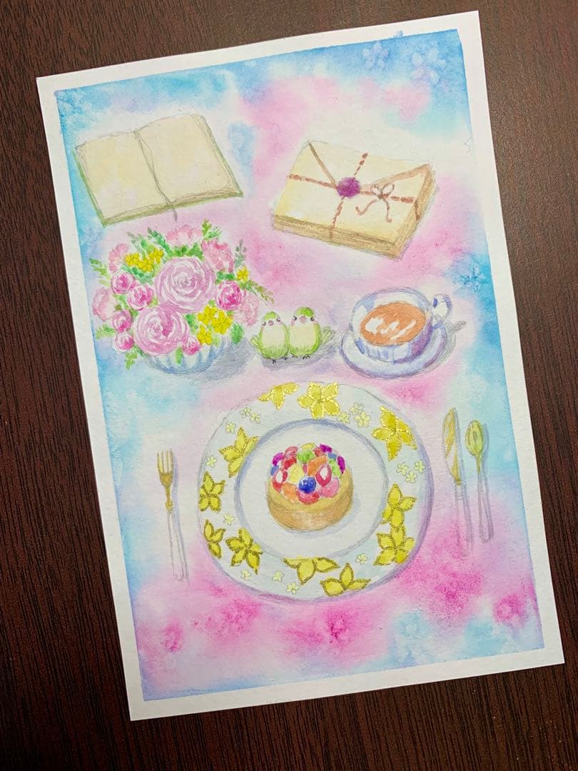 momorin水彩画 春の午後　値段は※900円です