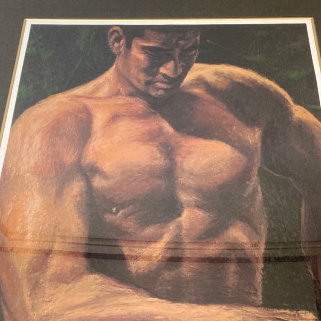 福山小夜 「高倉健の世界」版画 黄金の服 シルクスクリーン 大型 額装 限定品