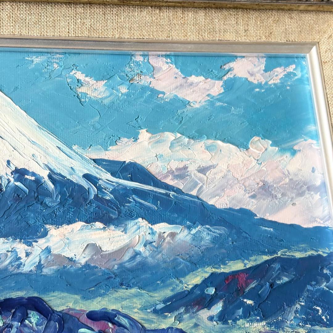 半澤国雄「清水港と富士」油彩 F4 額装 油絵 油画 絵画