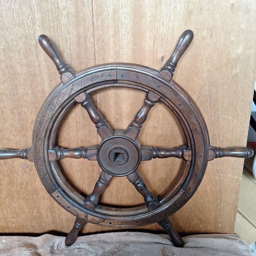 輪・ポート・ラット梶 船大型舵輪　木製　インテリア　オブジェ
