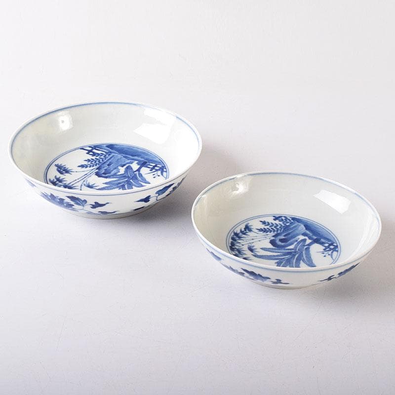 伊万里焼　古伊万里　染付　竹花文　鉢　一対　Ｃ　7603