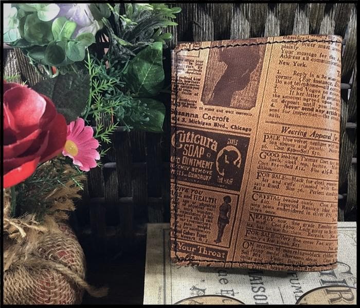 システム手帳 栃木レザー 英字新聞柄 バイブルサイズ 名入れ Polilavo