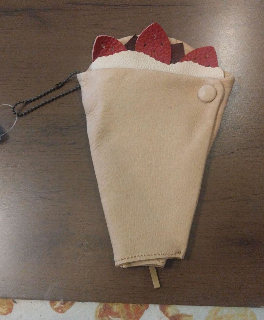 レザーコム Leather.Bread クレープカードケース クリームパンポーチ