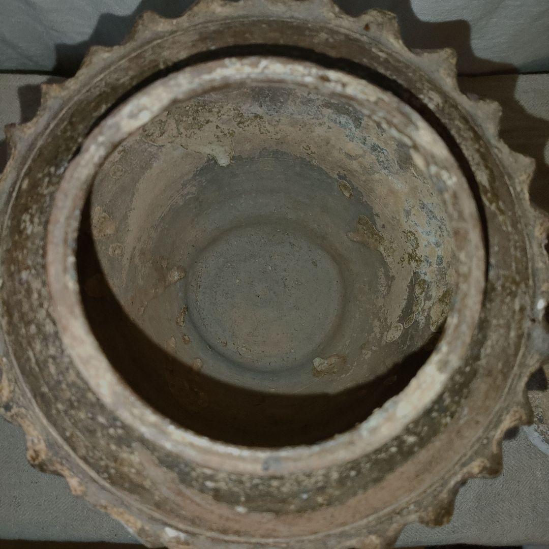 希少名品　中国古美術　灰陶蓋付き壺　プリミティブ