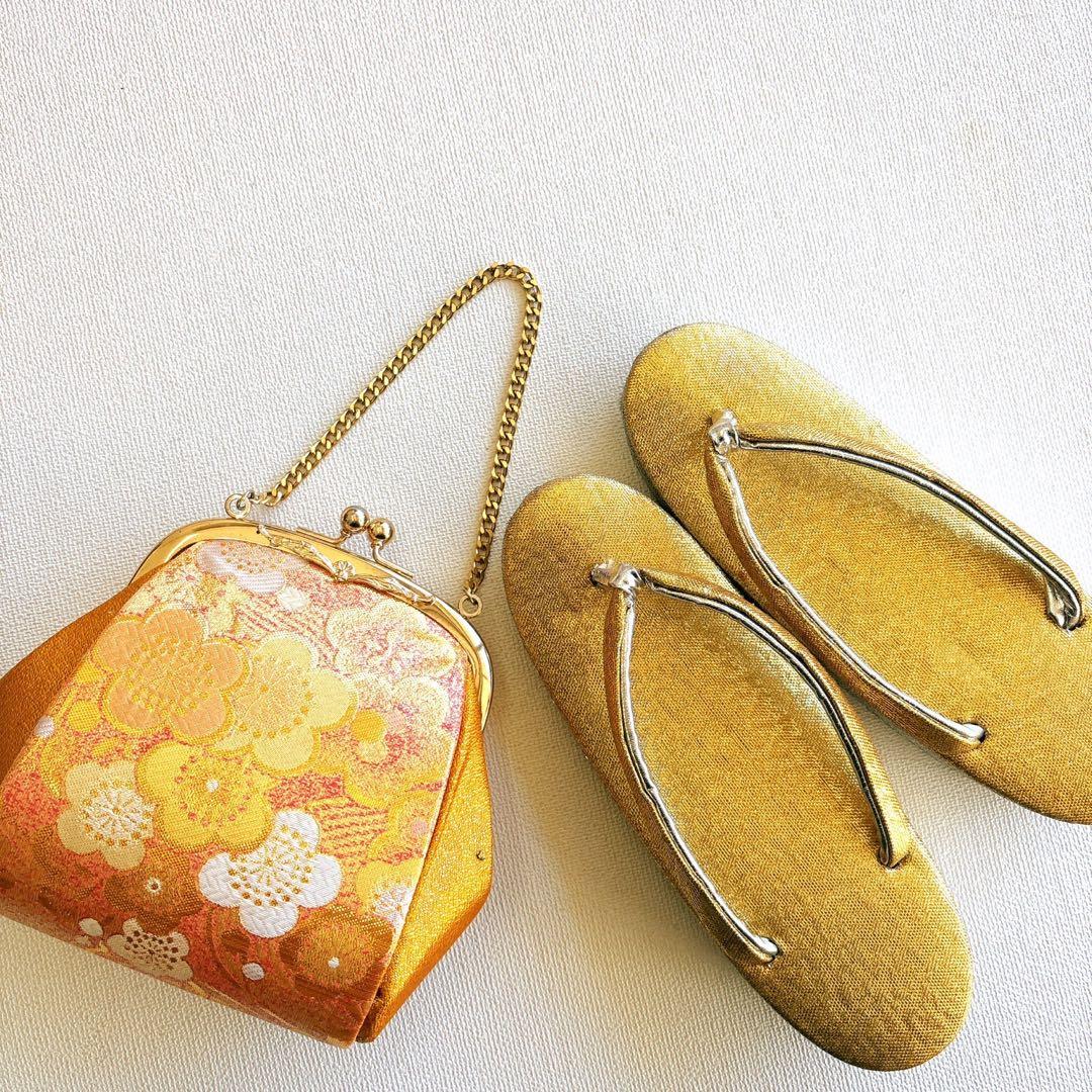 フルセット 七五三 7歳女の子 きもの　オレンジ色　牡丹　小物セット