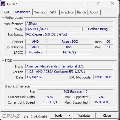 B650M-H/M.2+ マザーボード BIOS 4.03