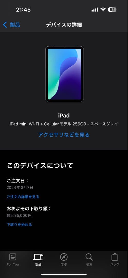 Apple iPad mini (第6世代) 256GB セルラーモデル
