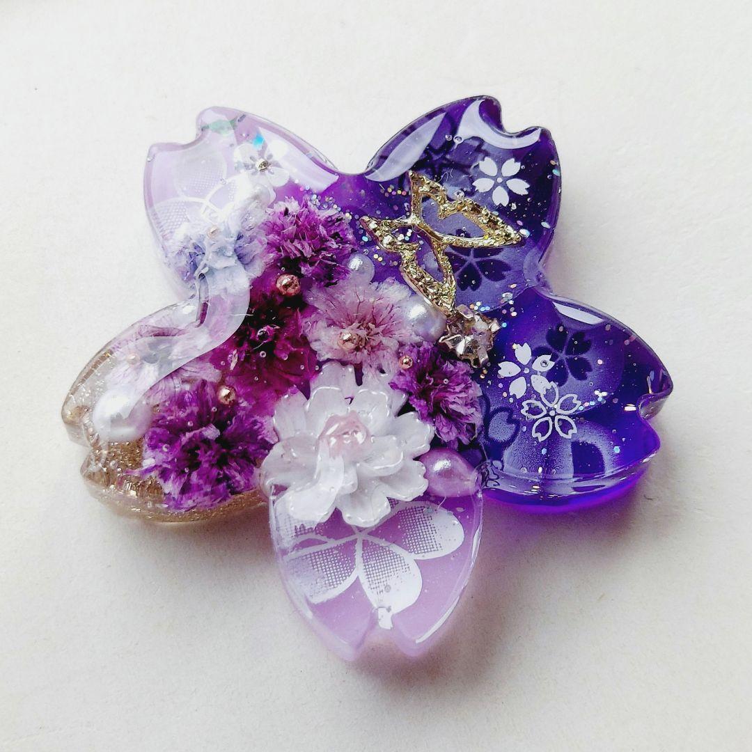 【1713】レジン　桜　ヘアゴム　ポニーフック　ブロ―チ　ハンドメイド