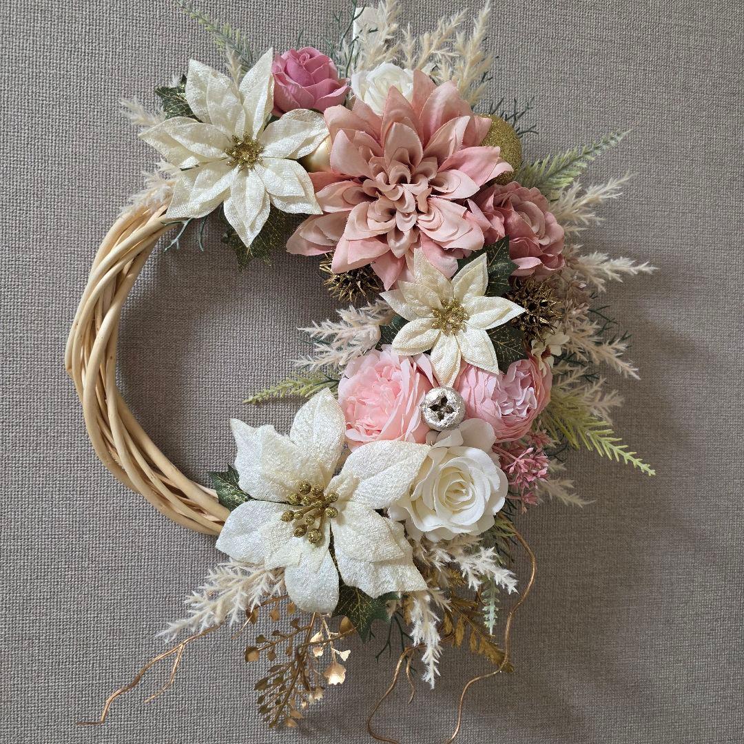 【専用】フラワーリース 早秋18 可憐なクリスマス 玄関リース