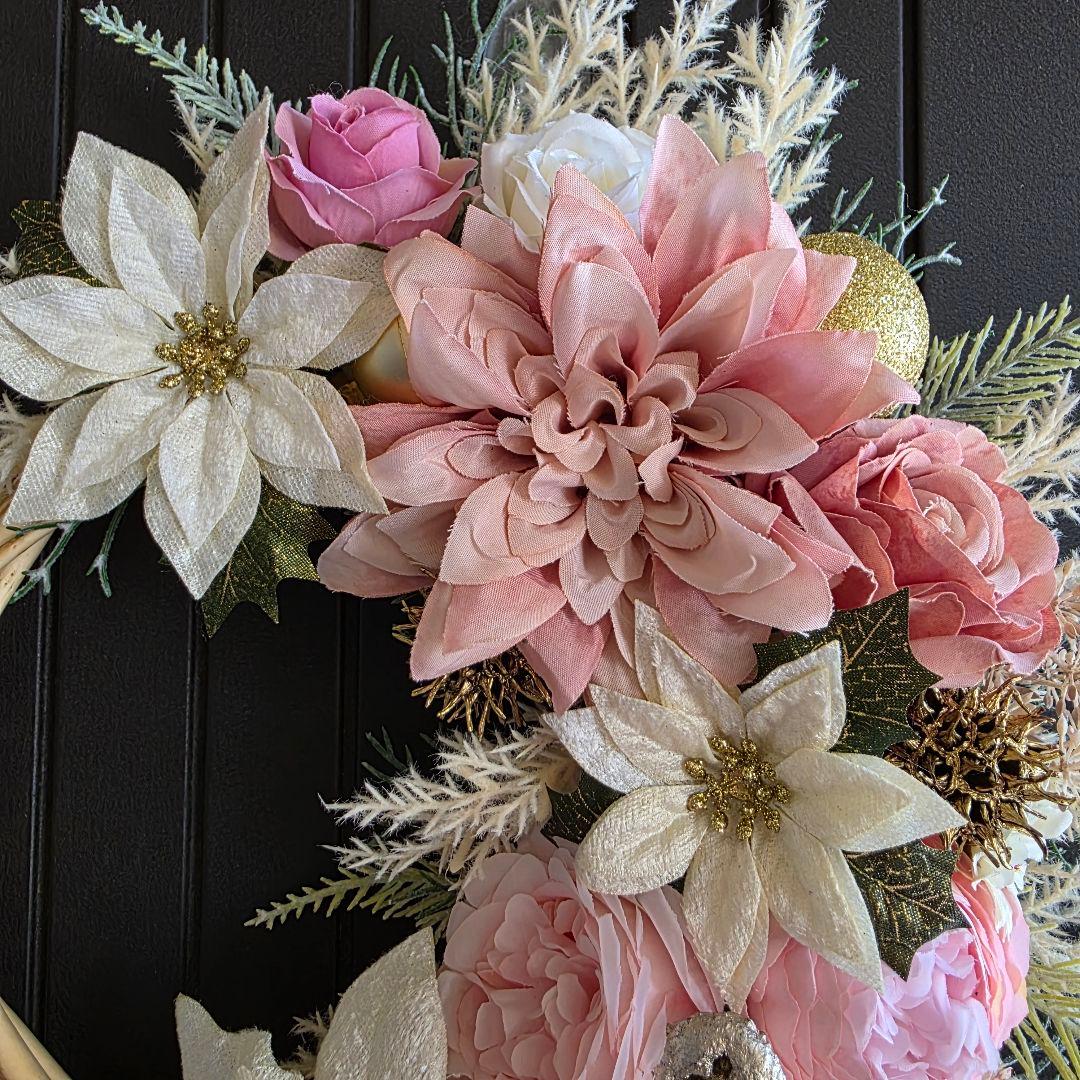 【専用】フラワーリース 早秋18 可憐なクリスマス 玄関リース