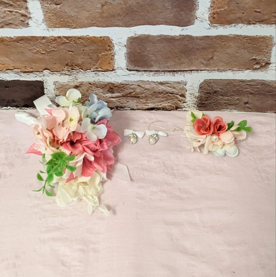 抱っこシャン♡素敵なガーデンウエディング♡ピンクのさくらんぼワンピース