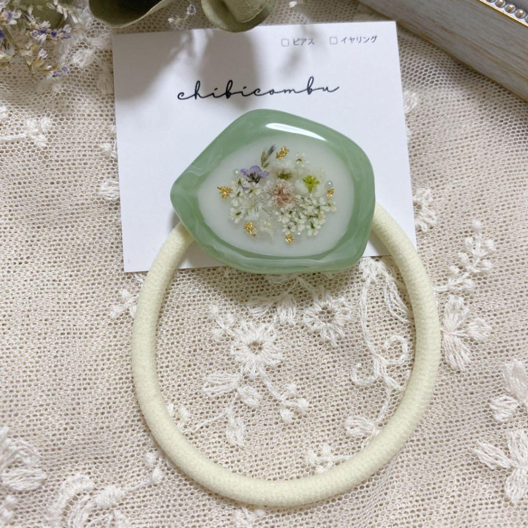 ハンドメイド　レジン　お花　ヘアゴム　ポニーフック　ブローチ　no.191