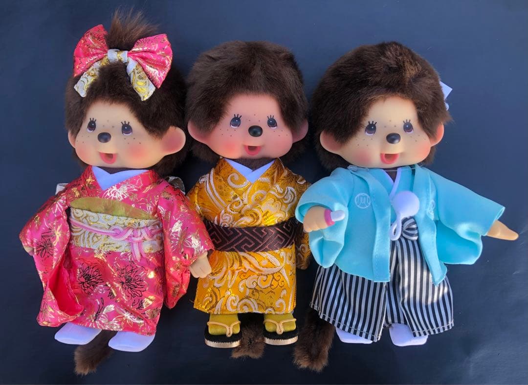 お買得‼️レア　正規品　新品　タグ付　着物モンチッチぬいぐるみ Sサイズ3set❣️