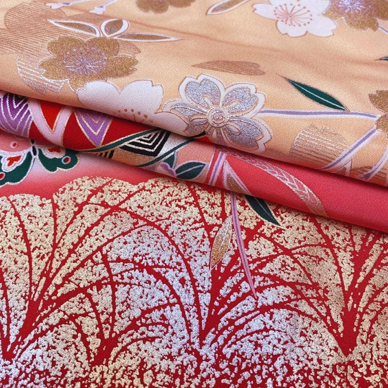 507ag6◎七五三 三歳 女児 着物&被布 金銀彩 鞠蝶枝垂れ桜◎