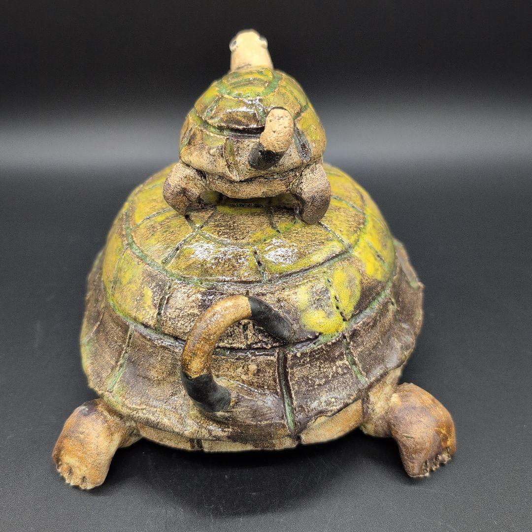 【新品未使用品】縁起物　癒し　長寿　親子 カメ (中) サイズ 瀬戸焼