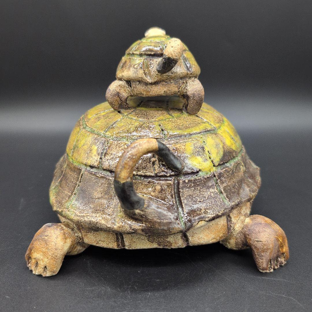 【新品未使用品】縁起物　癒し　長寿　親子 カメ (中) サイズ 瀬戸焼