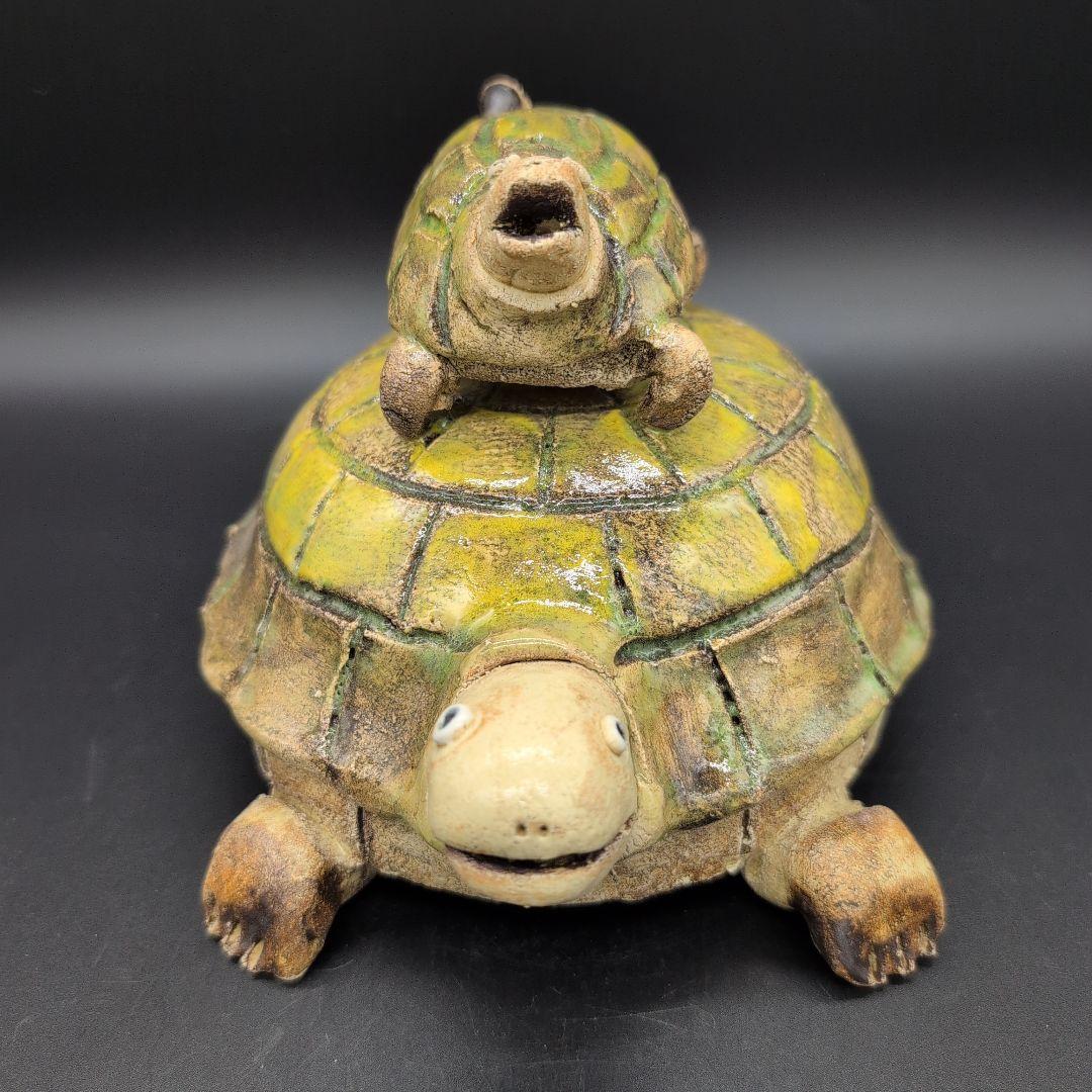 【新品未使用品】縁起物　癒し　長寿　親子 カメ (中) サイズ 瀬戸焼
