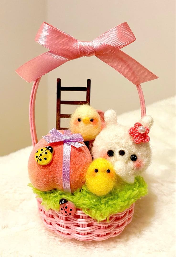 桃作品‪ෆ‪.*・゜かご♪♪羊毛フェルト