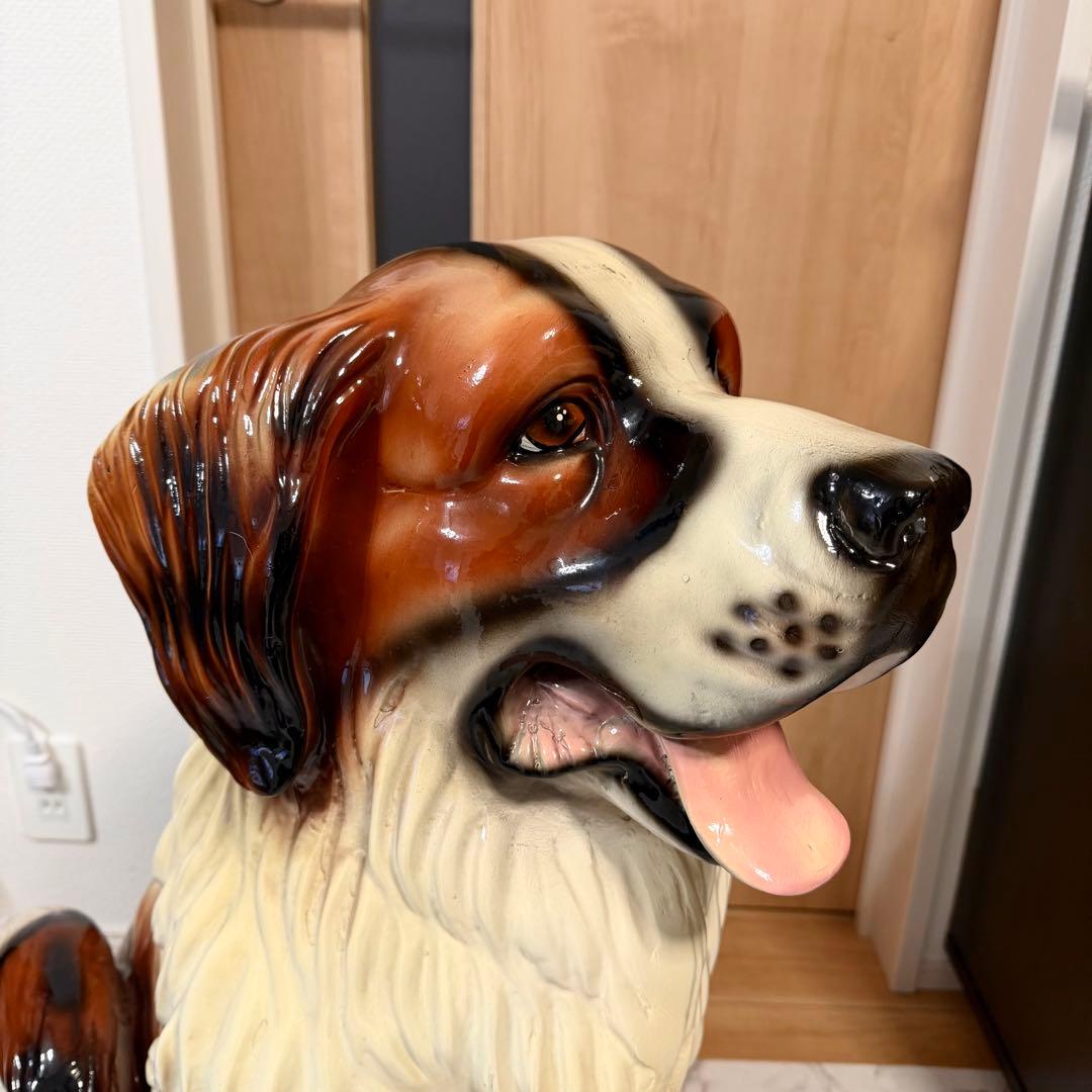 送料無料 特大高さ80cm セントバーナード 大型犬 置物 置き物 インテリア